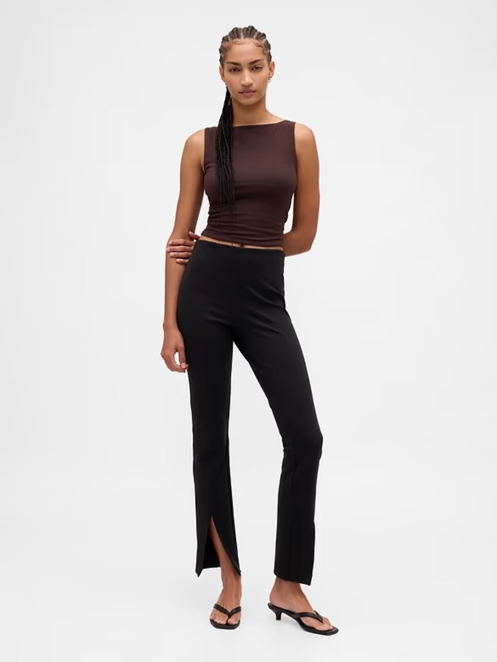 High Rose Black Slim Ponte Leggings with front zip
